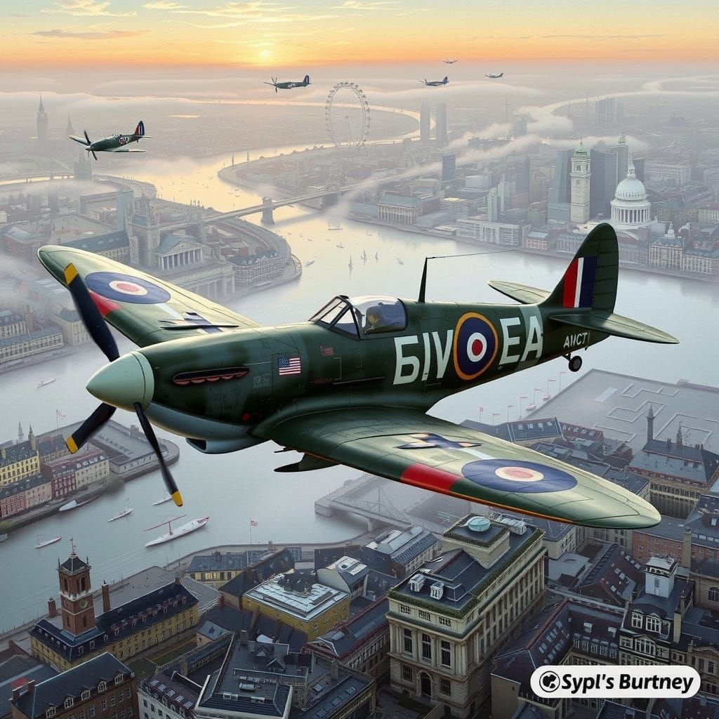 Supermarine Spitfire in Morning Fog, Illuminated by Golden S...