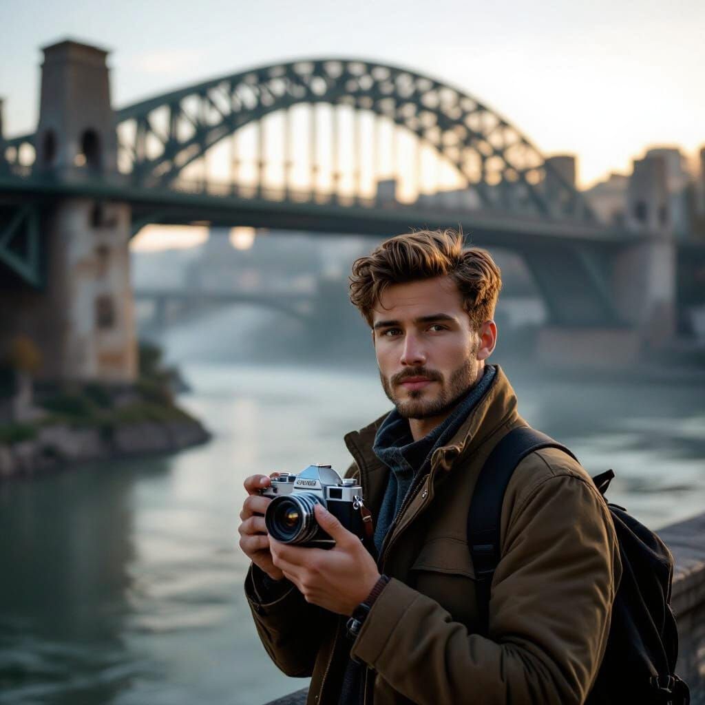 Traveler Photographer Captures Bridge Scene at Golden Hour