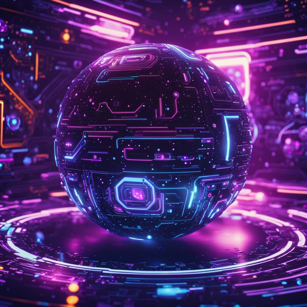 Digit Sphere in Futuristic Neon Style