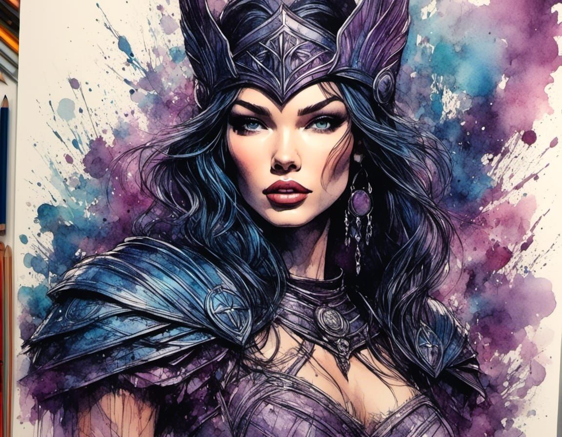 Fierce Huntress: A Detailed Color Sketch