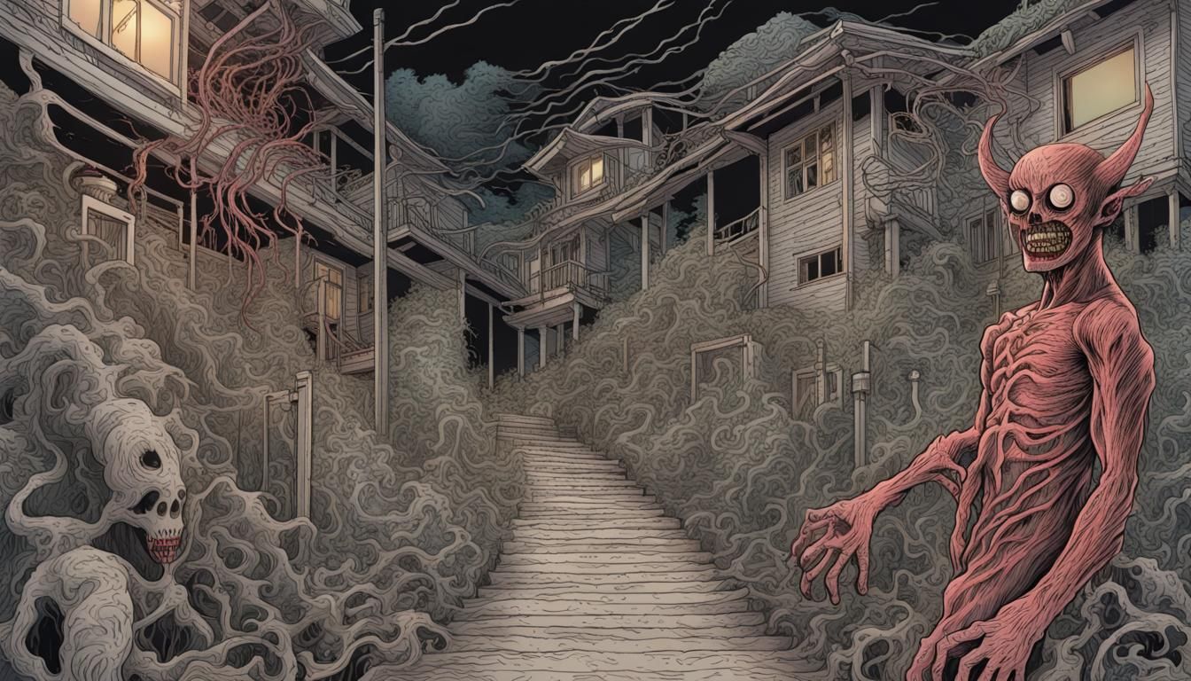 Junji Ito Inspired Demon in Haunted Location
