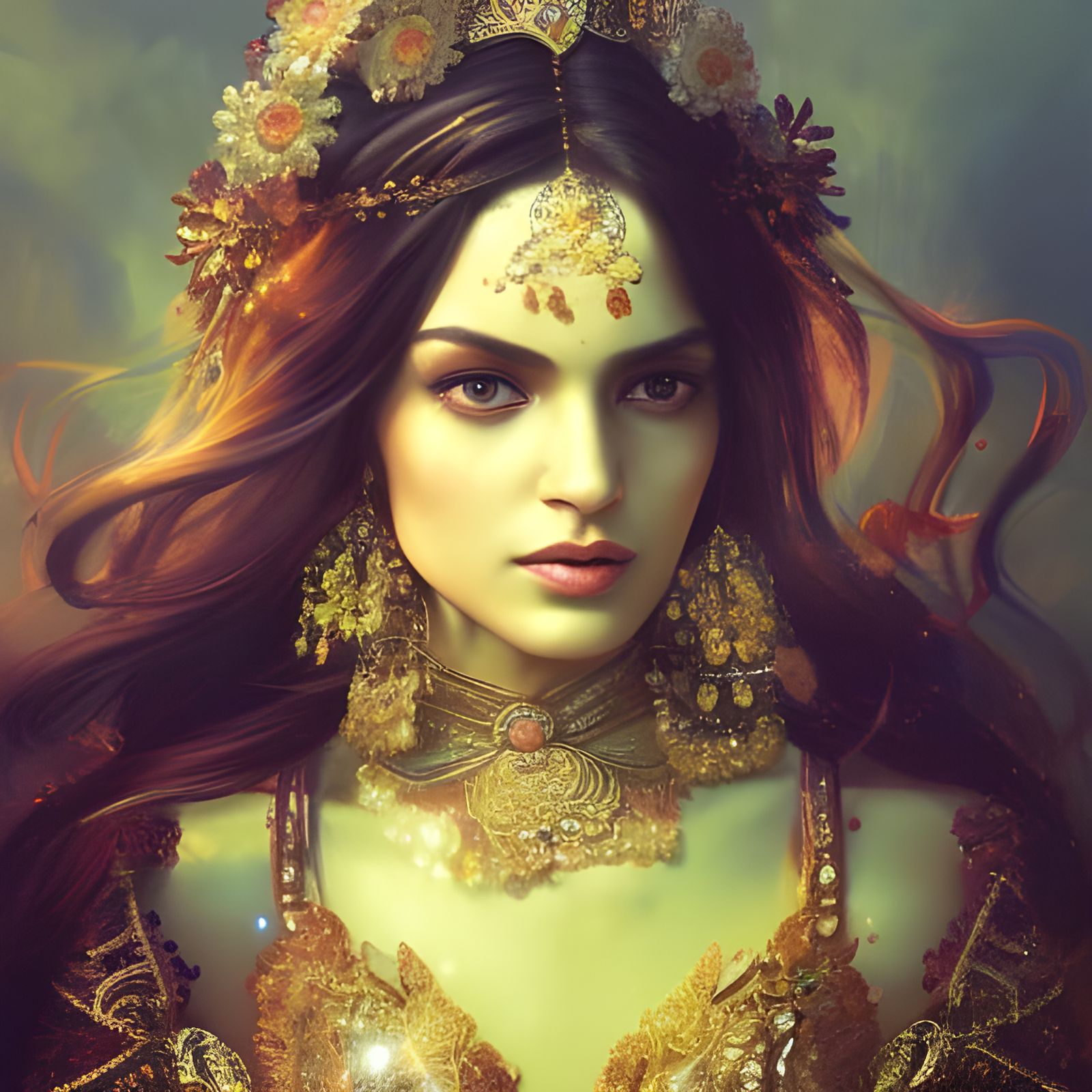 Persian Goddess Portrait in Hyperdetailed Digital Art Style