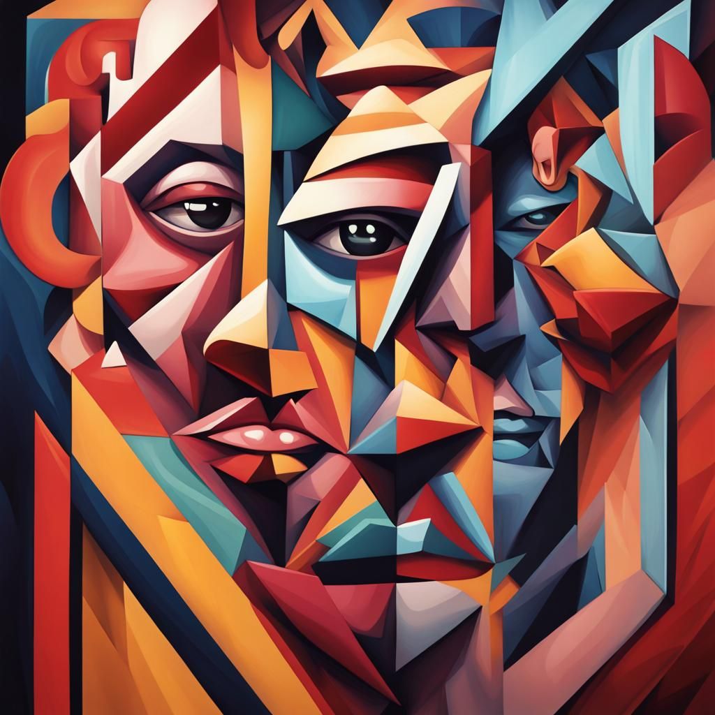 Abstract Faces of Anger in Geometric Fauvism
