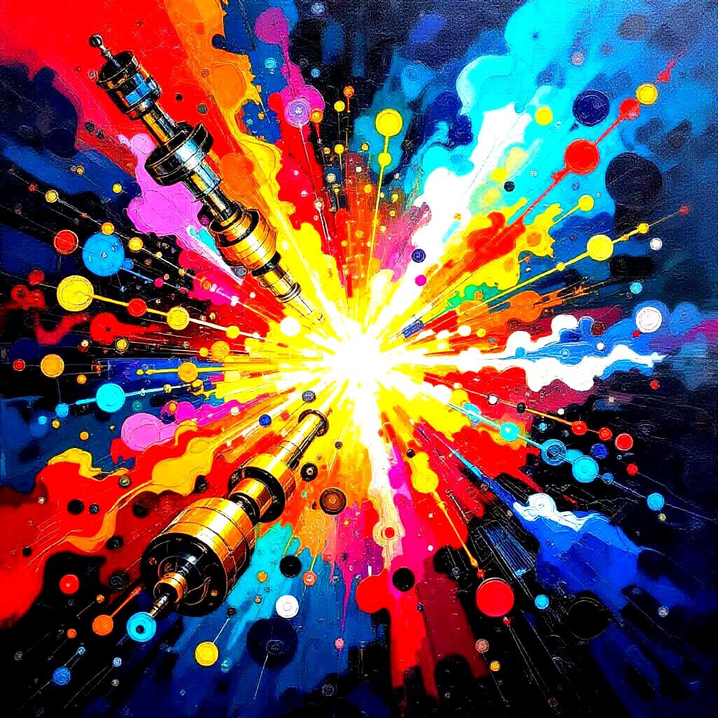 Abstract Nuclear Fusion Explosion in Impasto Style