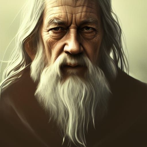 Gandalf Portrait in Jeans, Hyperdetailed Lighting