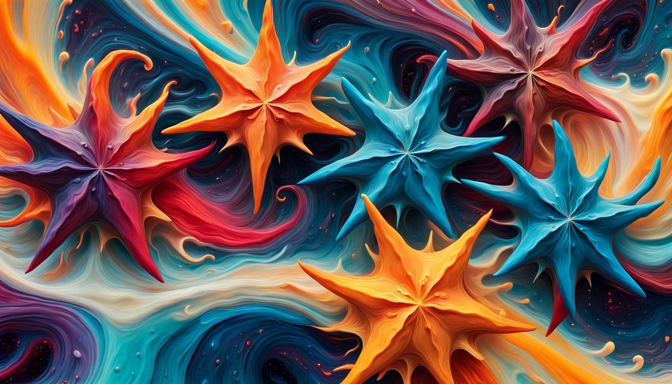 Swirling Celestial Stars in Impasto Oil Paint Style