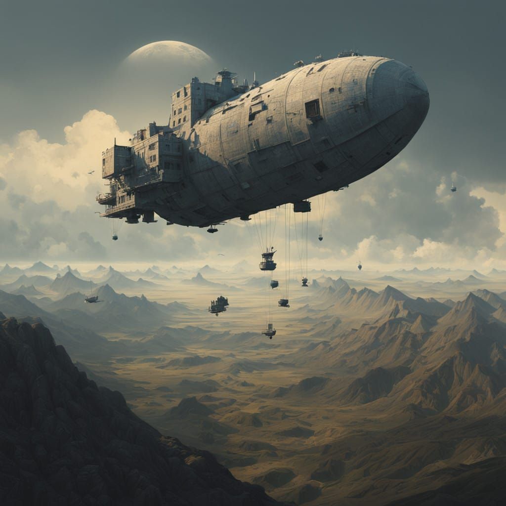 Surreal God of Gravity in an Abstract Urban Landscape