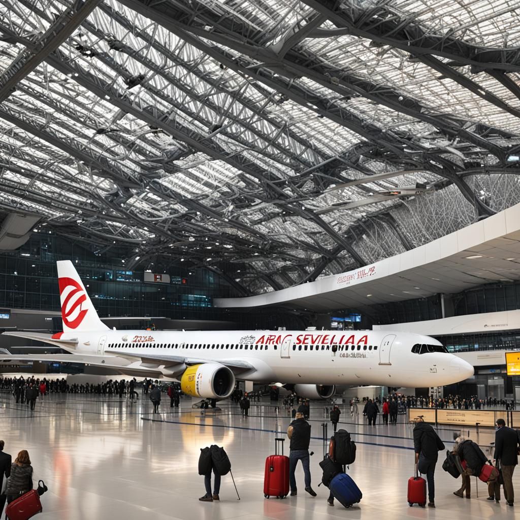 Airport Scene: Seville to Amman Flight Anticipation
