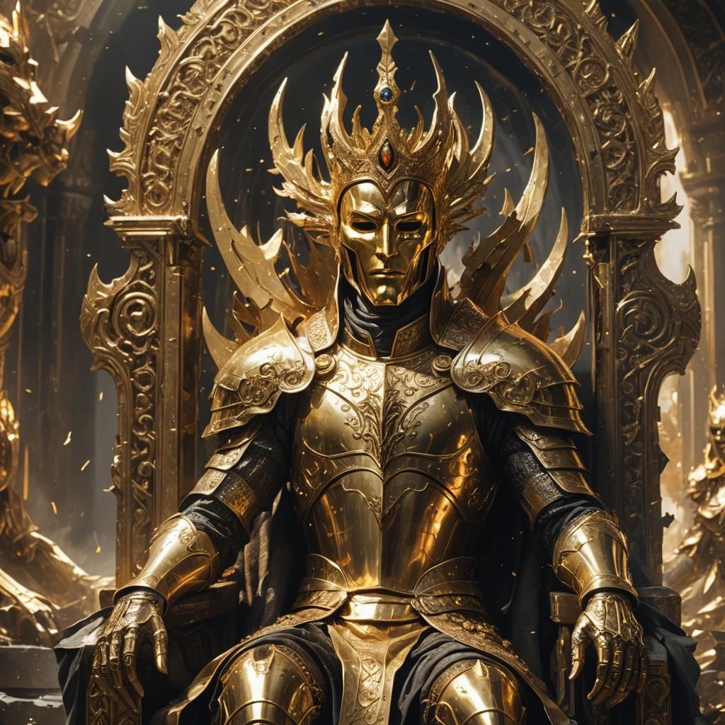 Golden Armored God on Broken Throne: Concept Art