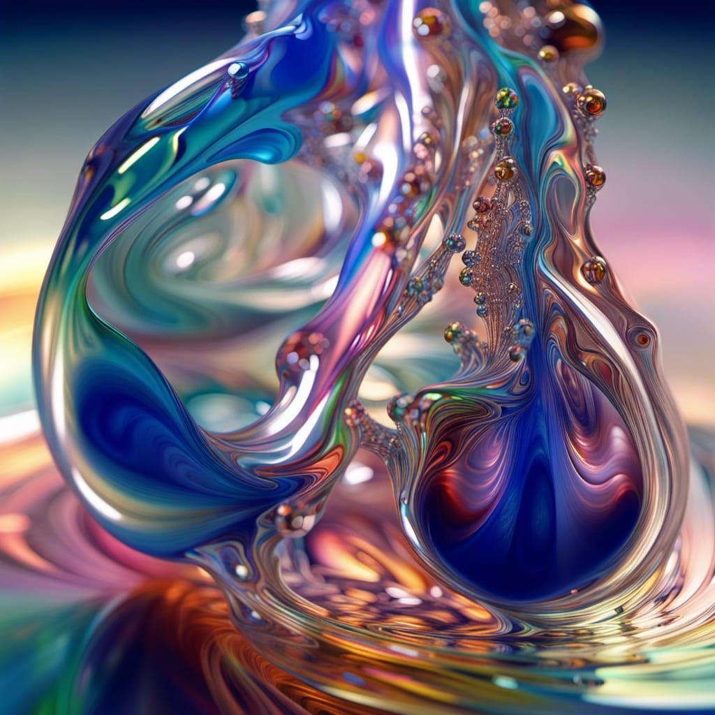 Fractal Liquid Acrylic Art in 3D