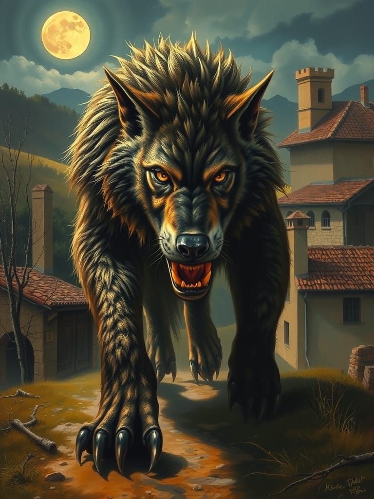 Beast of Gévaudan: A Romantic-Era Oil Painting