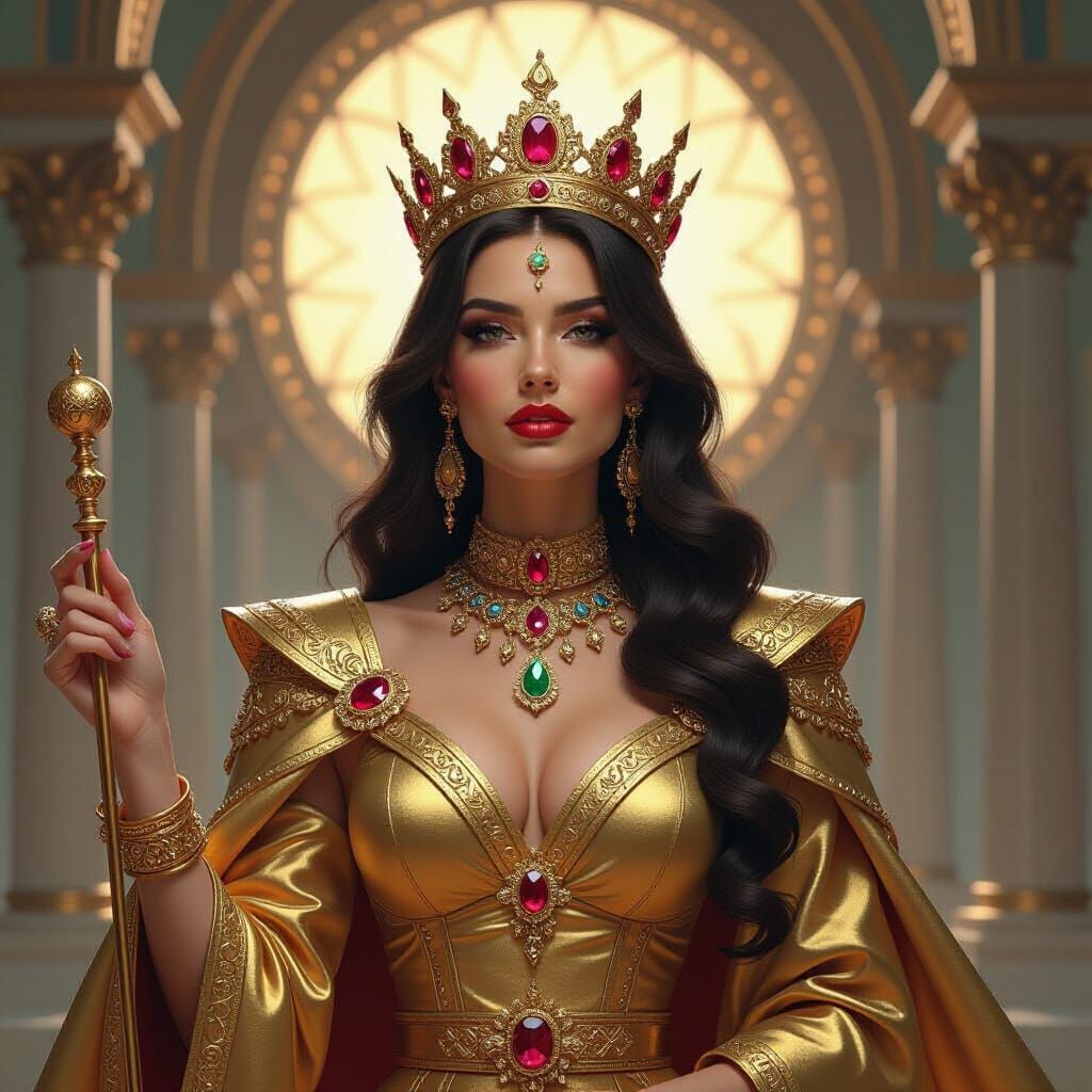 Goddess Bellisimo in Regal Golden Attire