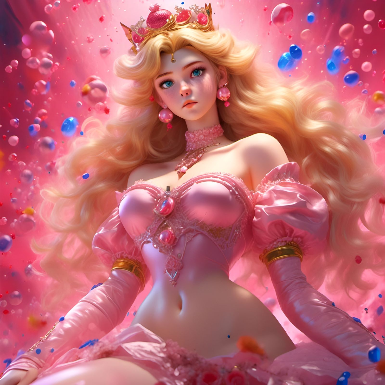 Hyperrealistic Princess Peach Splash Art