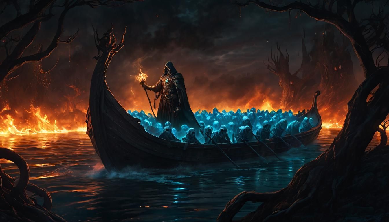Charon Ferrying Souls Across the River Styx