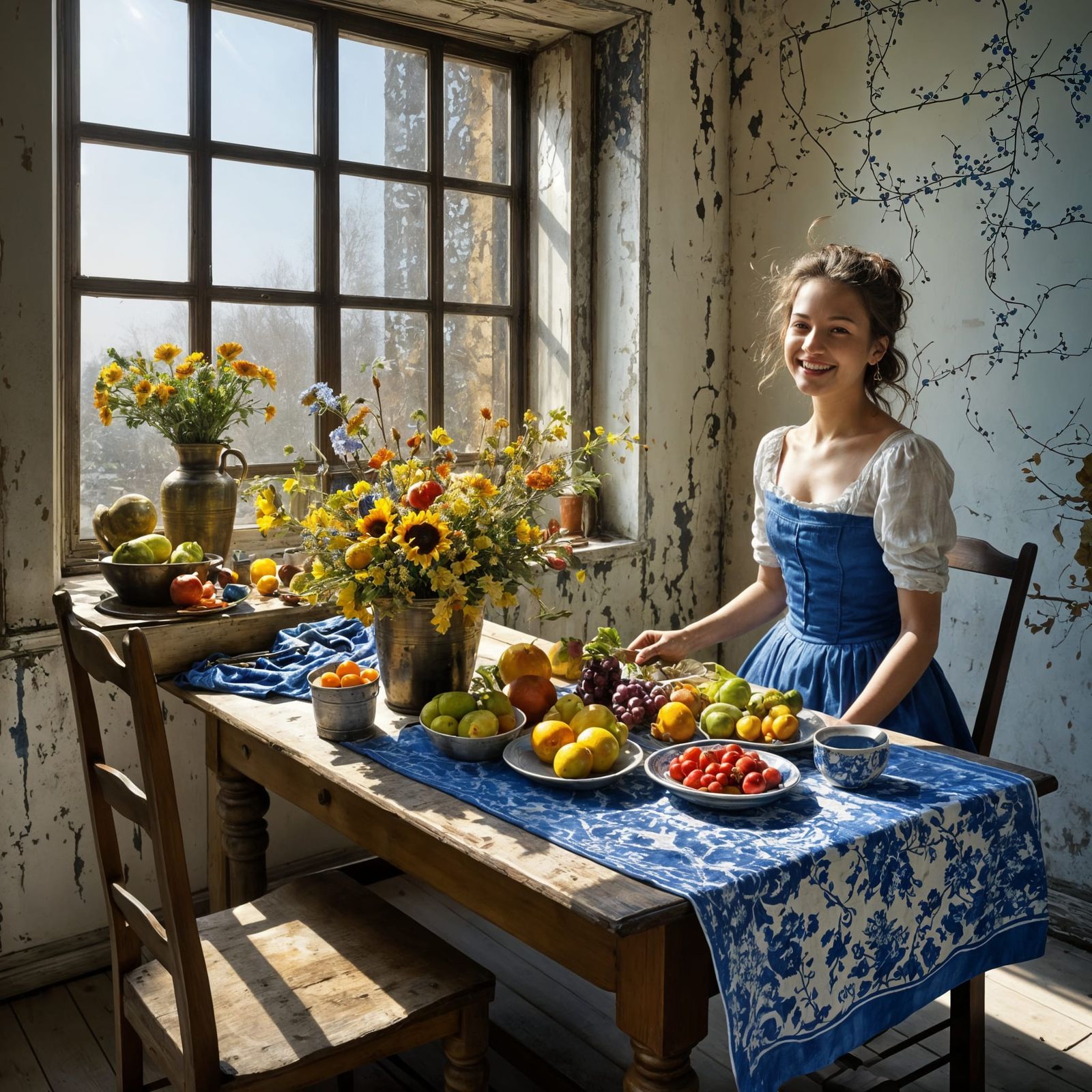 Dry Flowers Still Life in Magical Realism Style