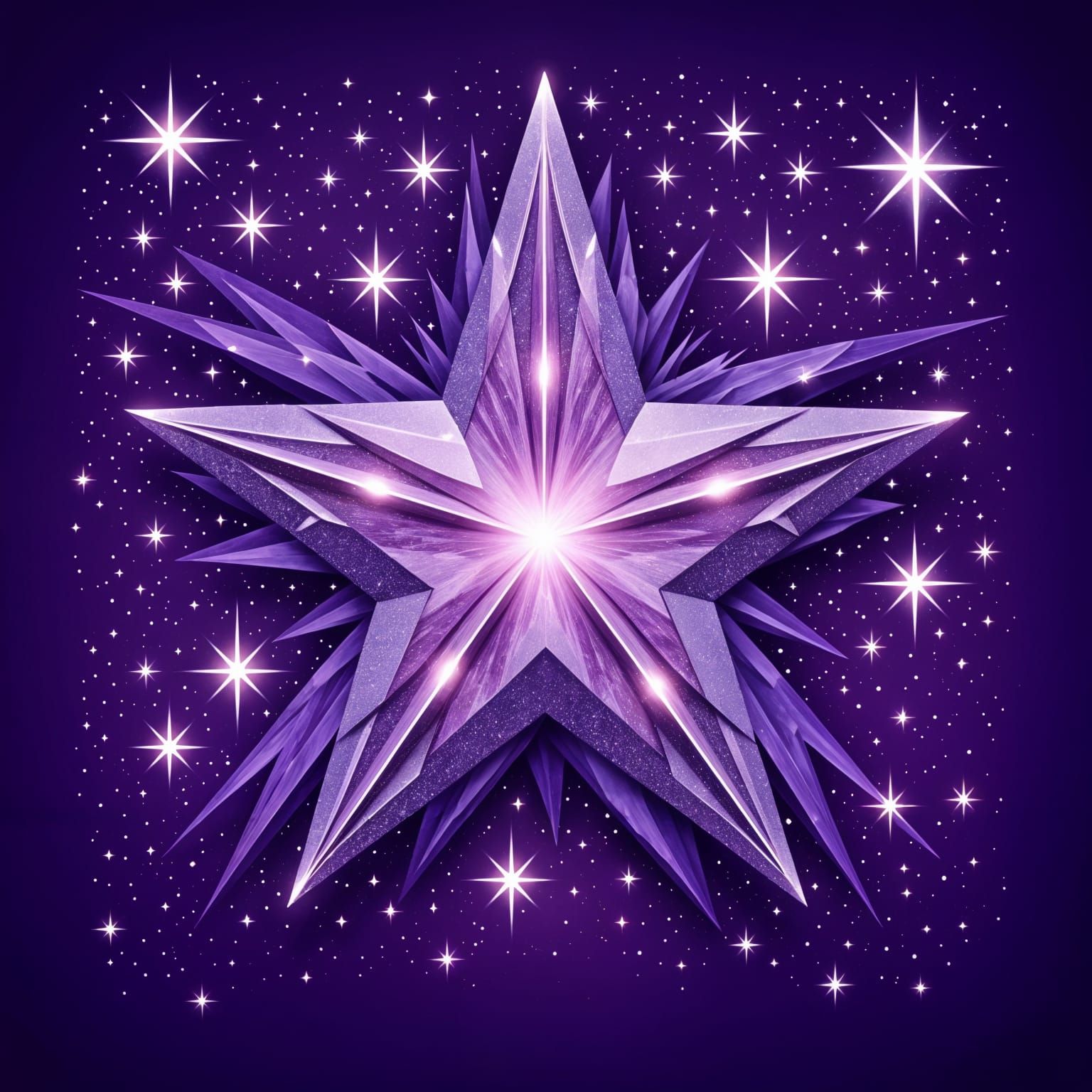 Silver Star on Purple Background Digital Art