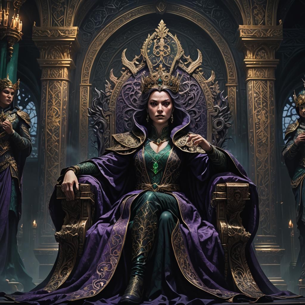 Fantasy Portrait: Female Evil Power on Throne
