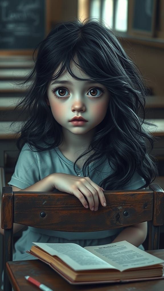 Enchanted Schoolgirl Lost in Wistful Dreamscape