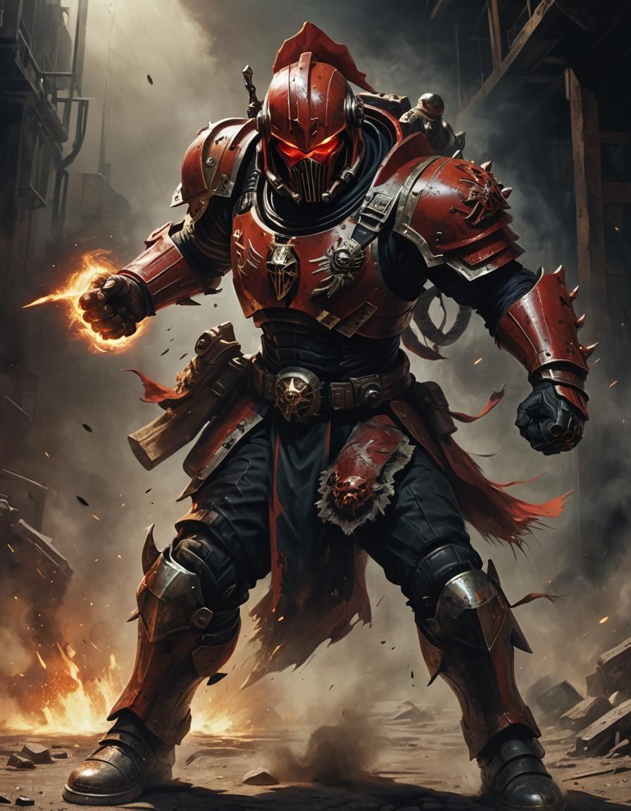 A warrior’s resolve, forged in shadows and sparked by fury.