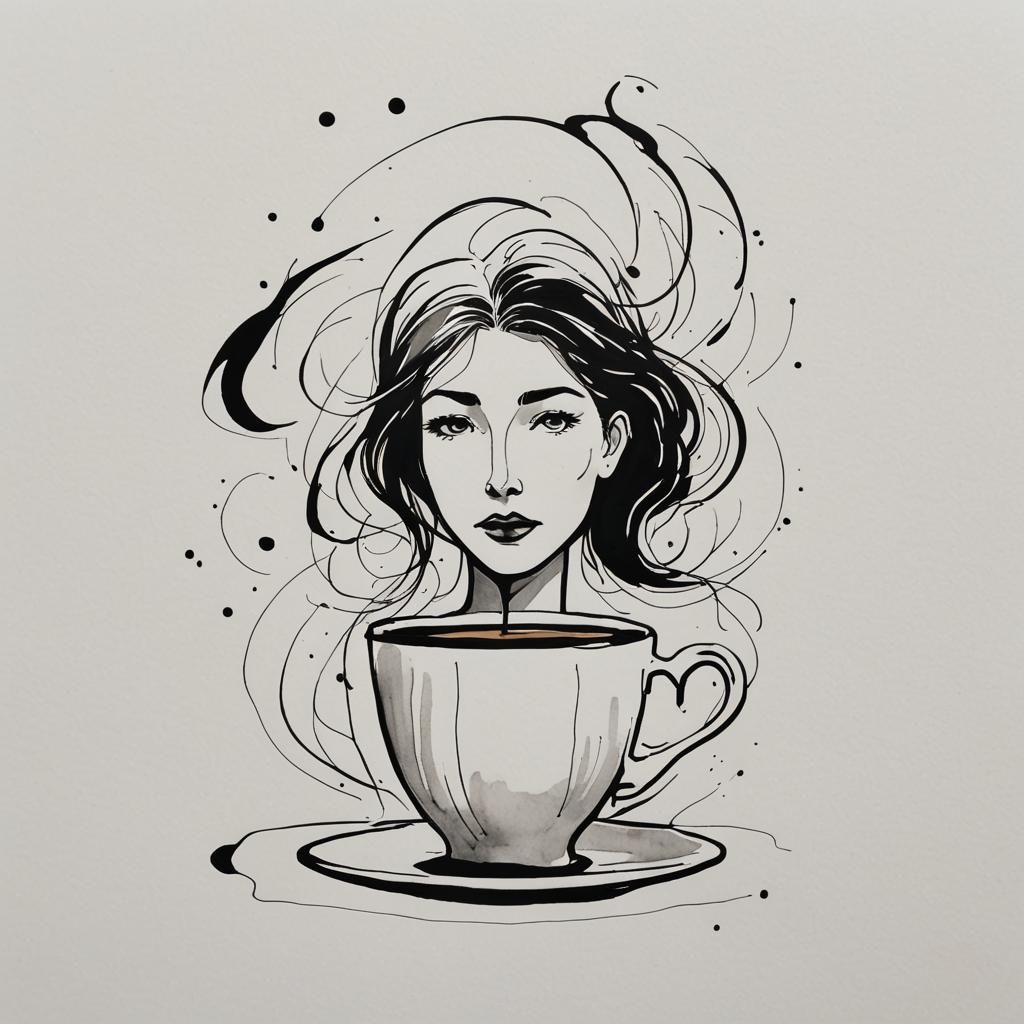 Coffee Witch: Minimalist Ink Line Art