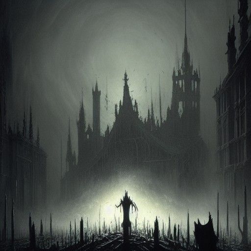 Epic Horror Landscape in Gustave Doré Style