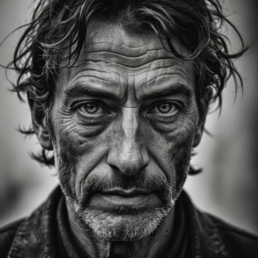 Striking Black and White Close-Up Portrait