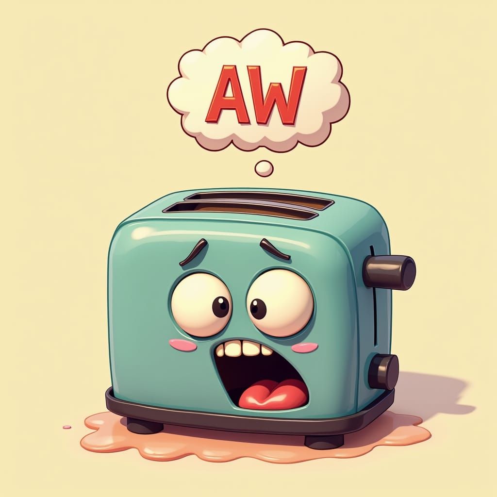 Terrified Toaster Emitting a Squeal in 3D Style