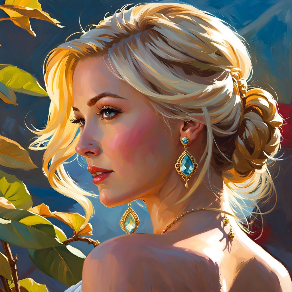 Ethereal Blonde Woman Portrait in Fantasy Art Style