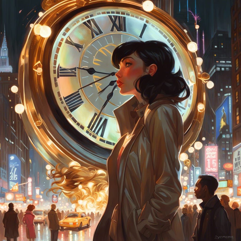 New Year's Eve Celebration in NYC, Digital Painting