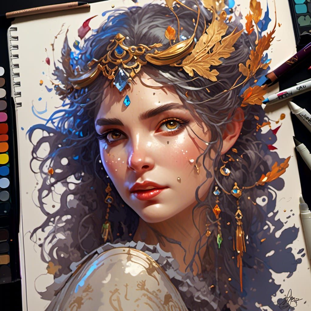 Floating Girl with Balloons in Hyperreal Portrait