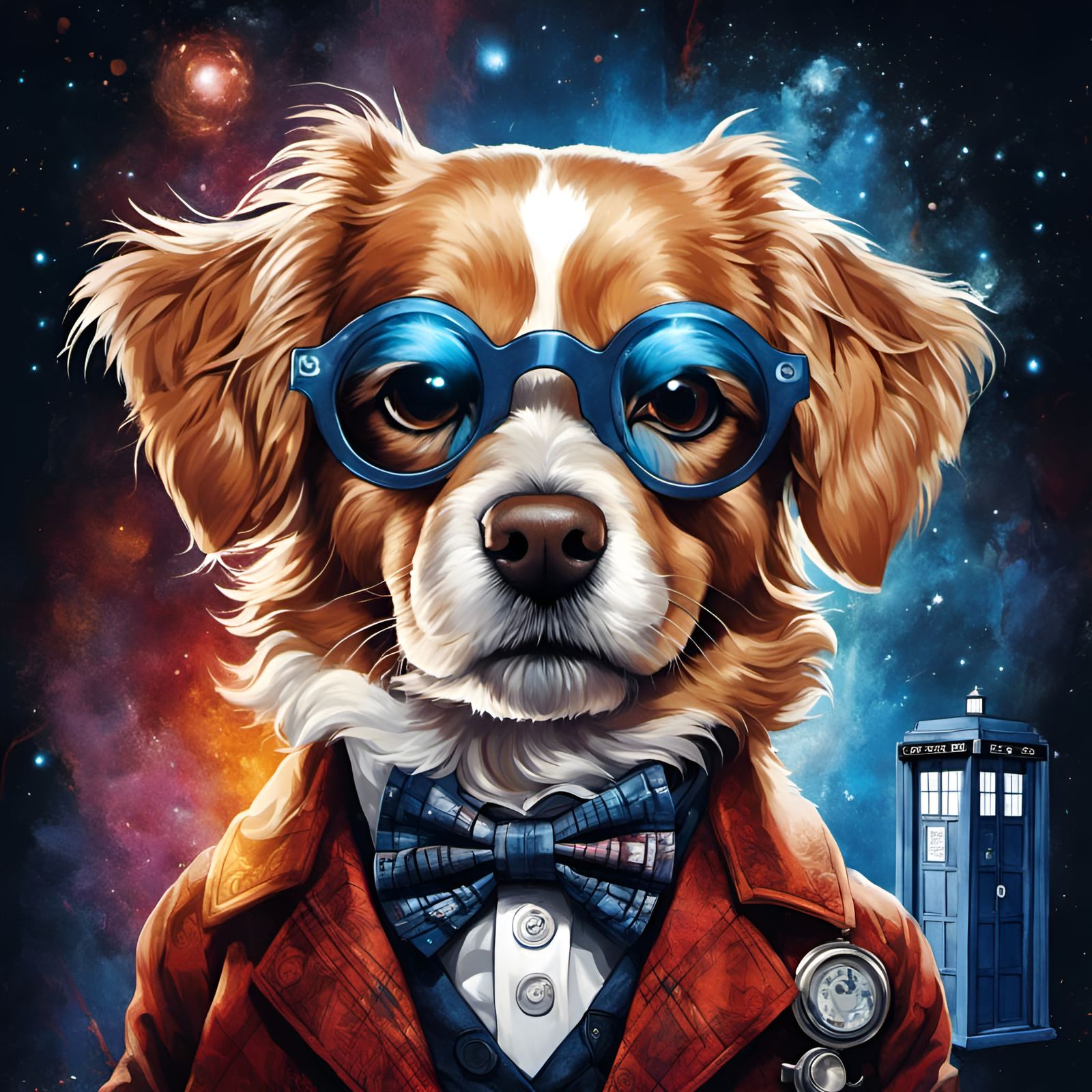 Dog Cosplaying Doctor Who Portrait