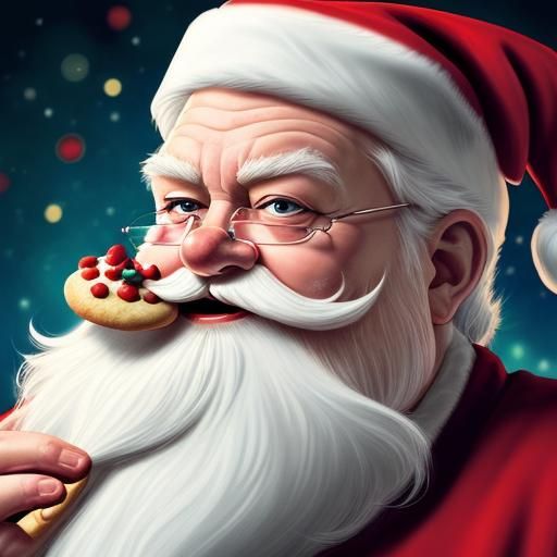Greedy Santa Claus Eating Christmas Cookies, Hyperrealistic ...