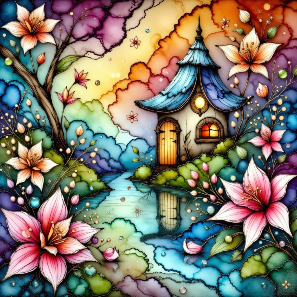 Alcohol Ink Splash Nature Scene