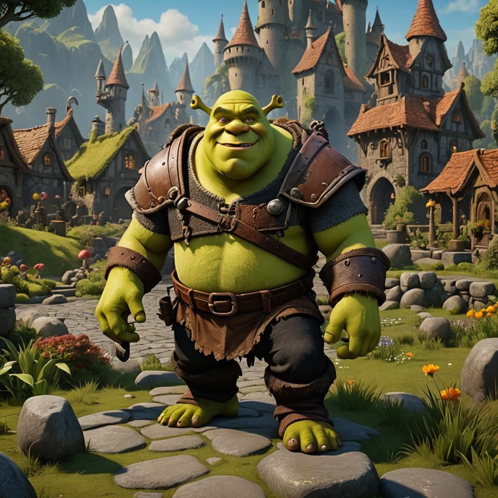 Shrek as Bob the Builder: Detailed Matte Painting