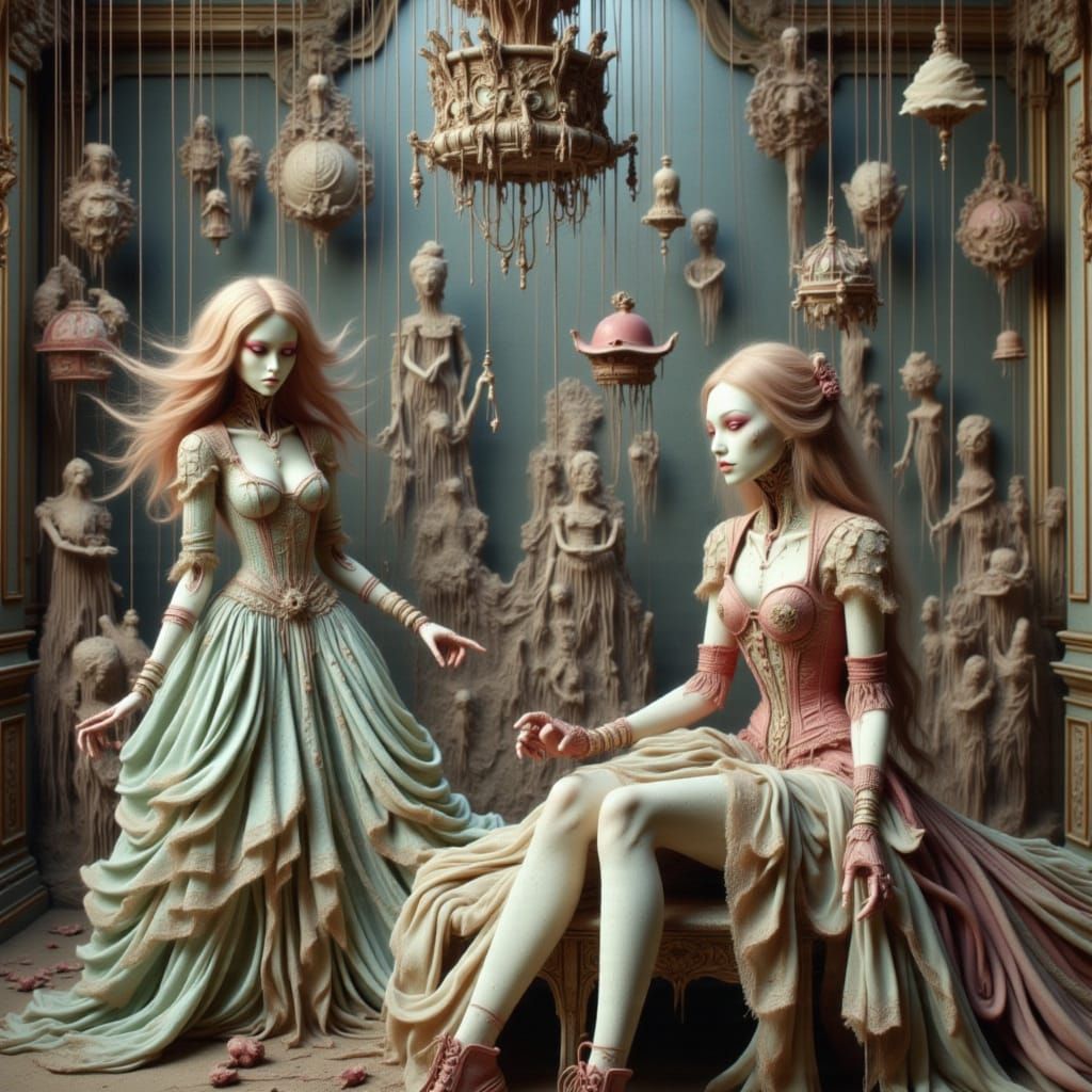 Ethereal Woman on Cliffside in Cyberpunk Style