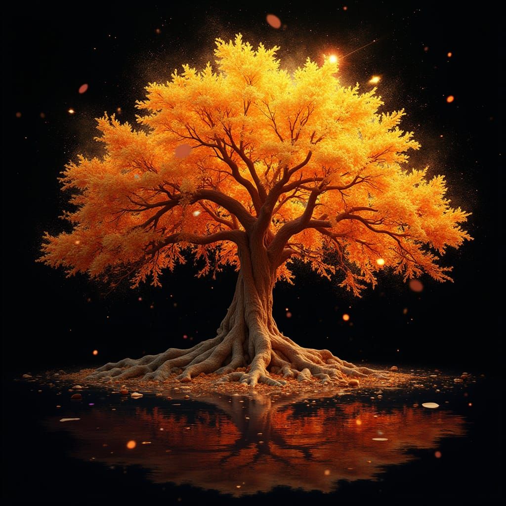 Majestic Golden Tree Ignites with Vibrant Colors