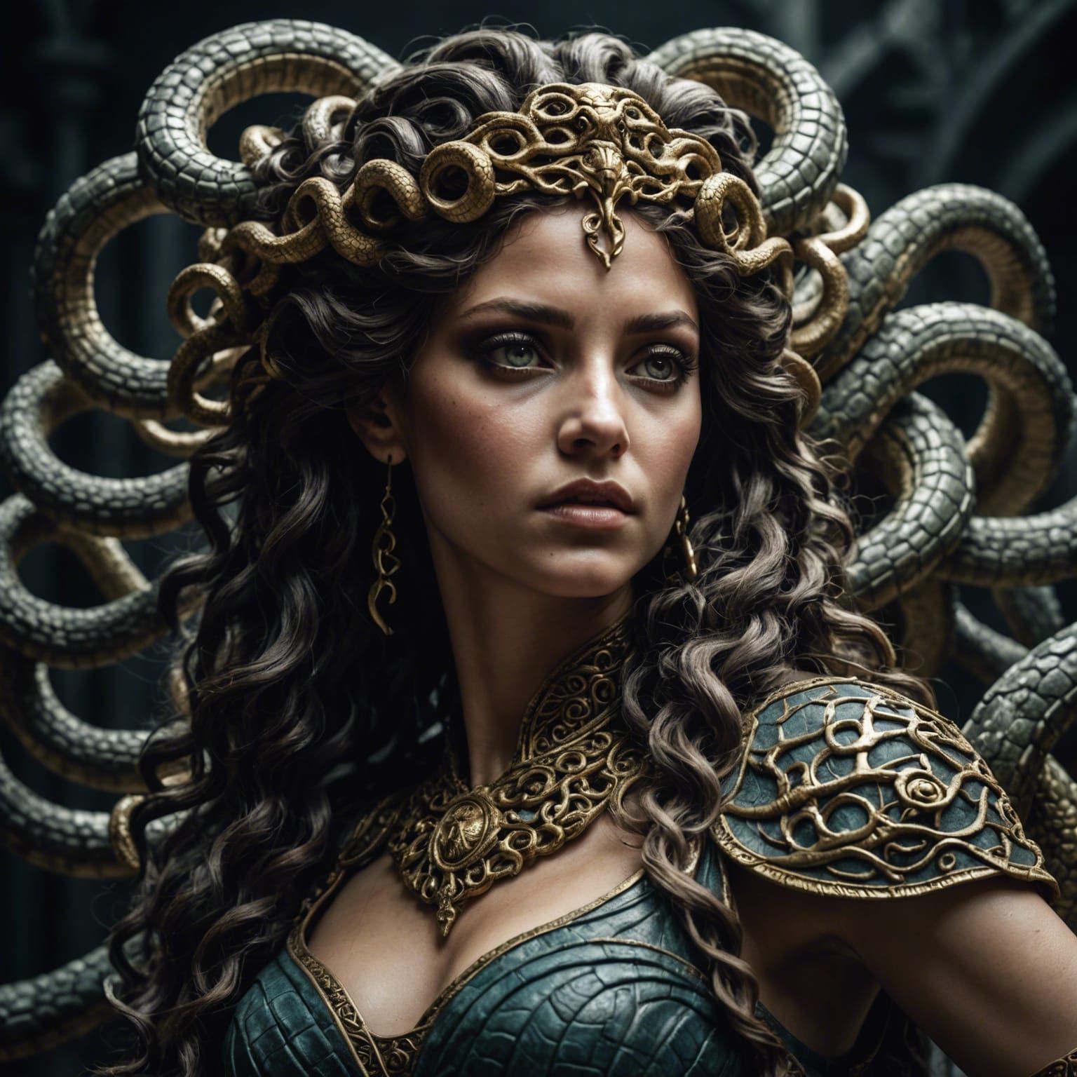 Hyperrealistic Lamia Medusa in HDR