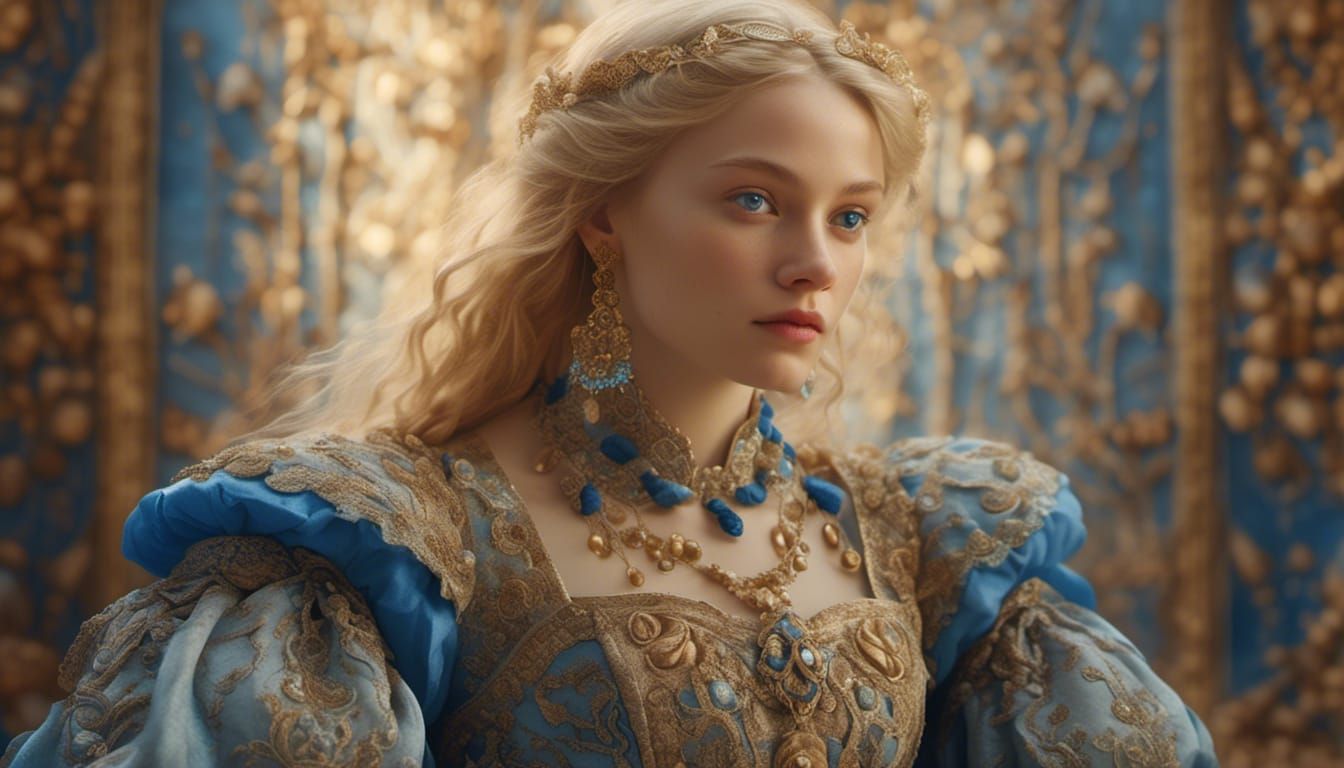 Renaissance Portrait of a Blonde Woman in Oil