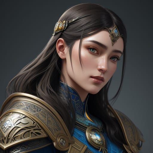 Ethereal Beauty in Armor: A Hyperrealistic Portrait