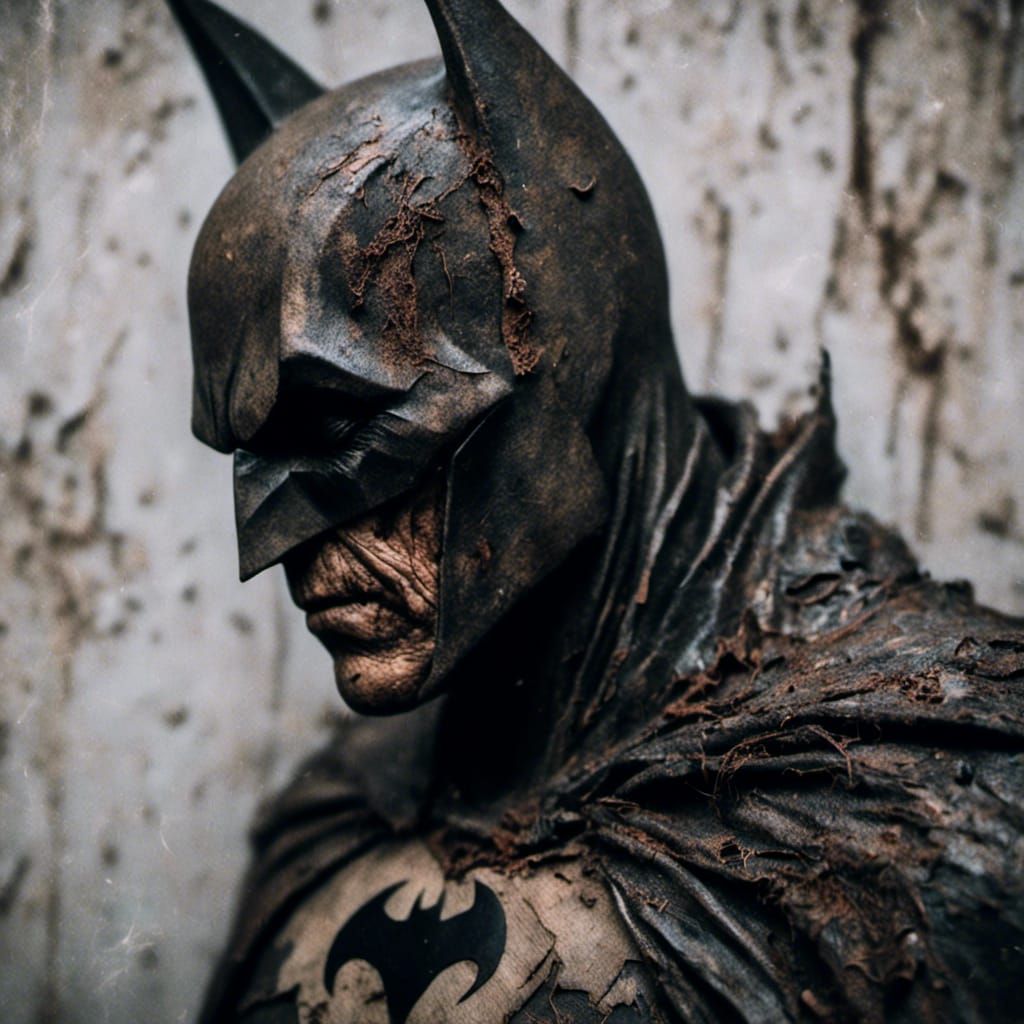 Depressed Old Batman Close-up in Macabre Style