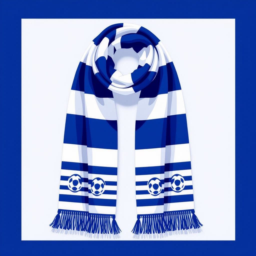 Sporty Blue and White Soccer Scarf Design