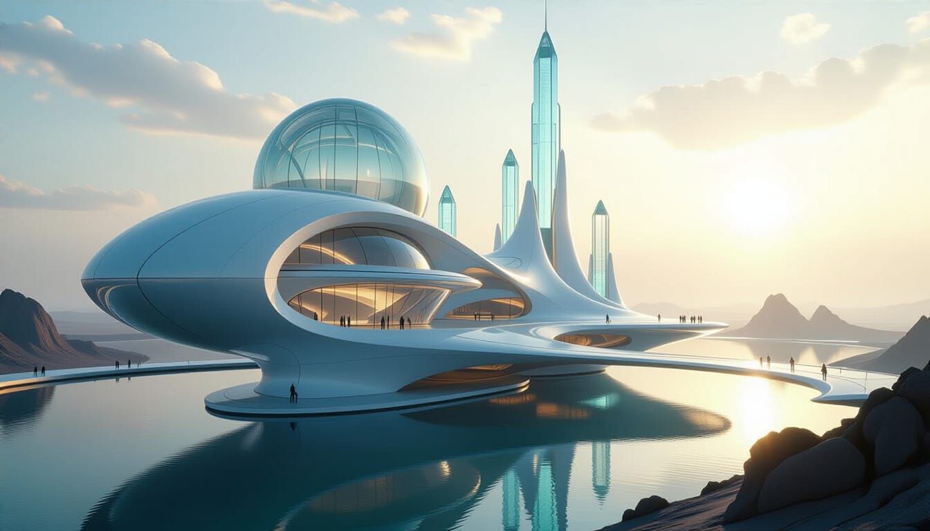 Alien Architectural Masterpiece in Ultra-Photorealistic Deta...
