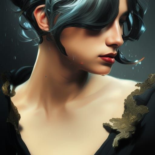 Black Velvet Portrait in Hyperdetailed Style