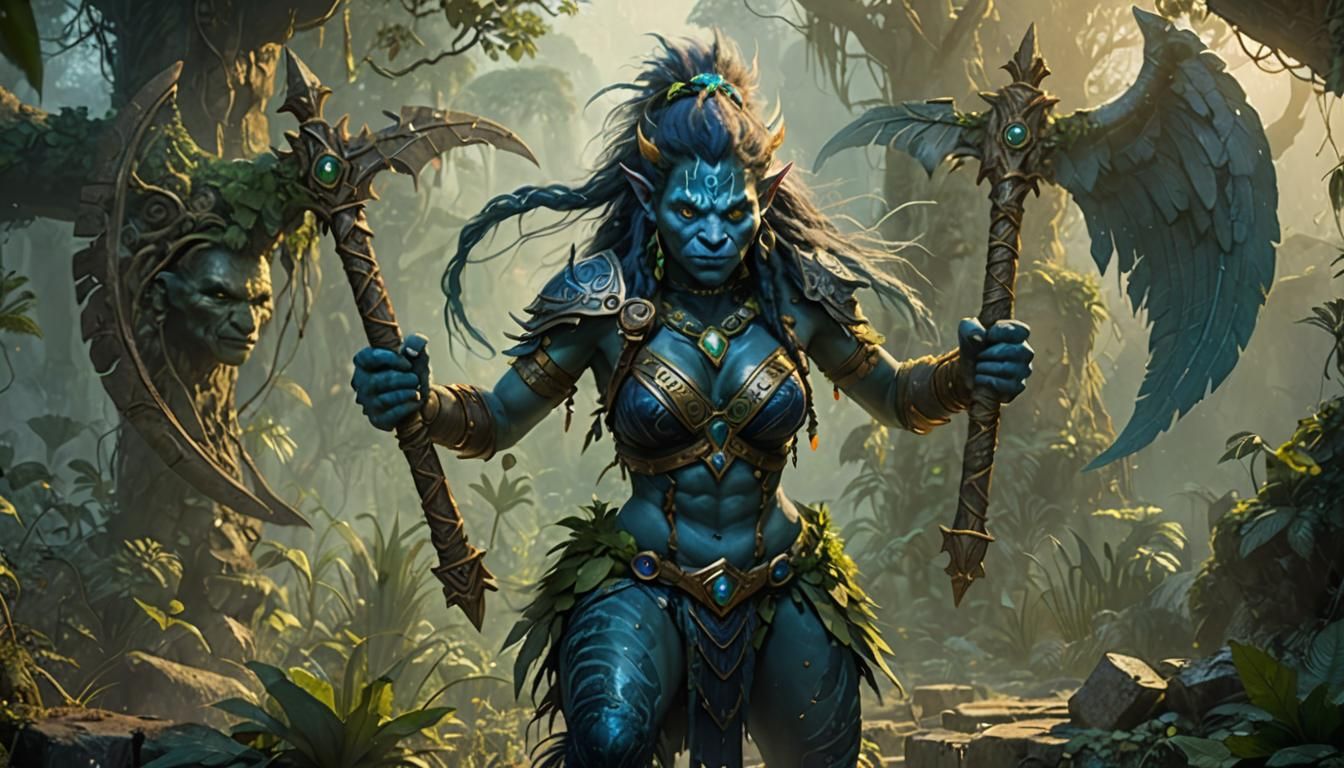 Mystical Jungle Troll Warrior in Fantasy Art