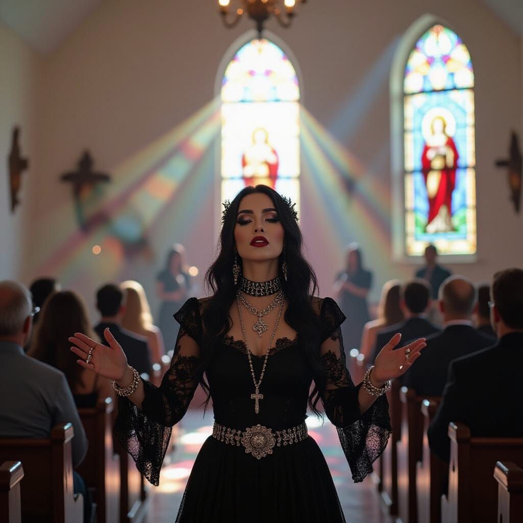 Goth Girl Leads Worship Service in Church