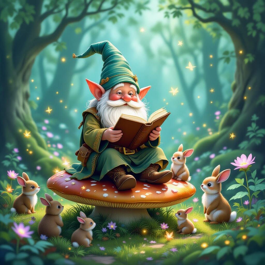 Enchanted Forest Reading: A Whimsical Fantasy Scene