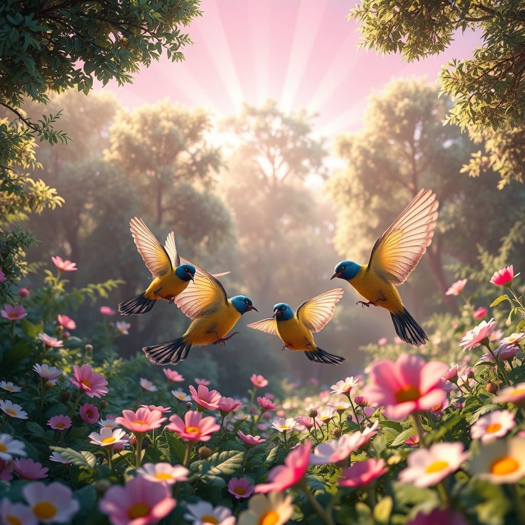 Surreal Papillons Dance in Vibrant Forest Wonderland