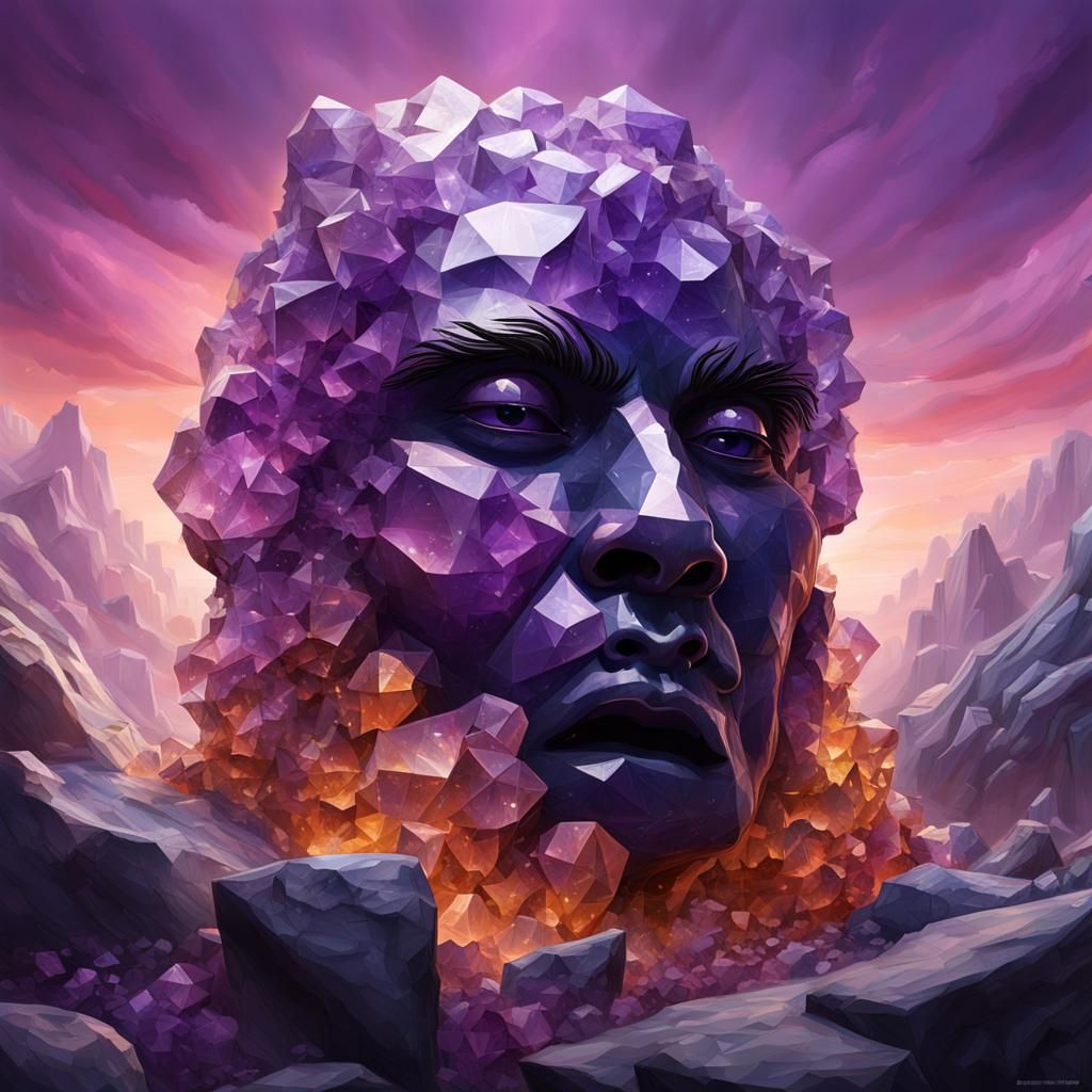 Amethyst and Onyx Crystal Giant Throne: Hyperrealistic Art