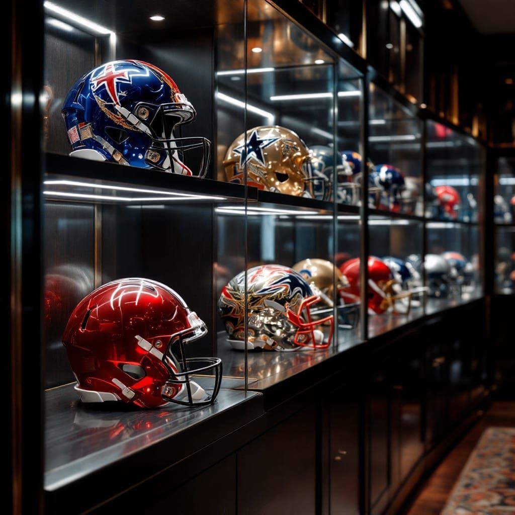 Rare NFL Helmets in Sumptuous Display Room