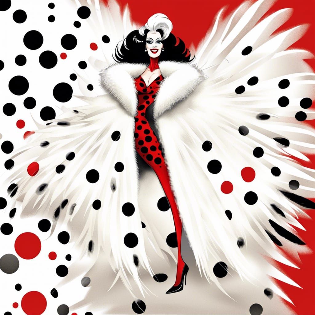 Eccentric Villainess in Couture Fur Coat Illustration